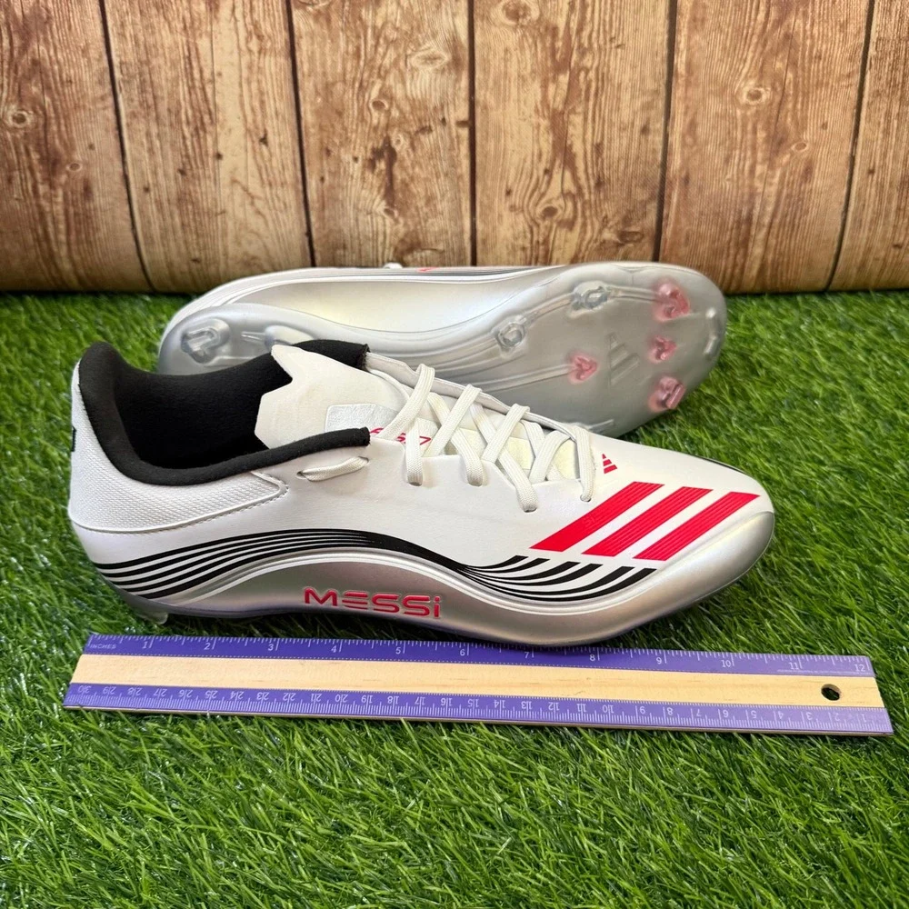 Adidas F50 Messi League Soccer Cleats Mens Size 9 White Lucid Red Silver